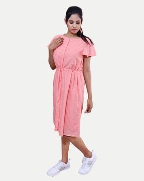 women round-neck a-line dress