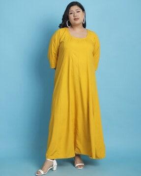 women round-neck a-line dress