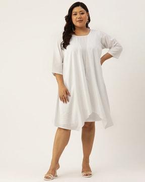 women round-neck a-line dress