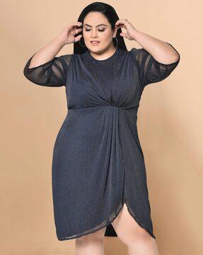 women round-neck a-line dress