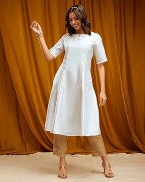 women round-neck a-line kurta set