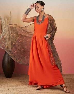 women round-neck a-line kurta set