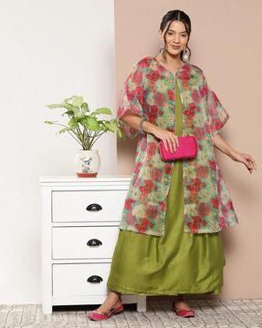 women round-neck a-line kurta set