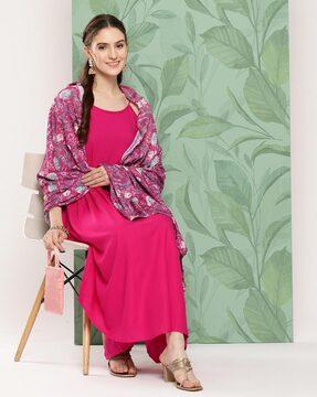 women round-neck a-line kurta set