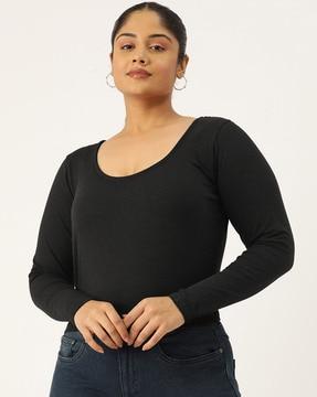 women round-neck blouson top