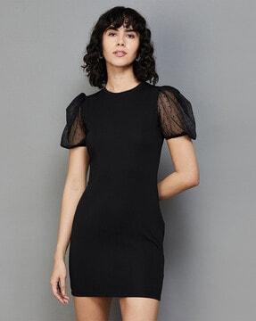 women round-neck bodycon dress