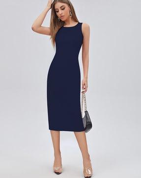 women round-neck bodycon dress