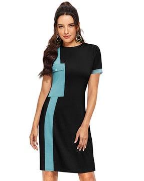 women round-neck bodycon dress