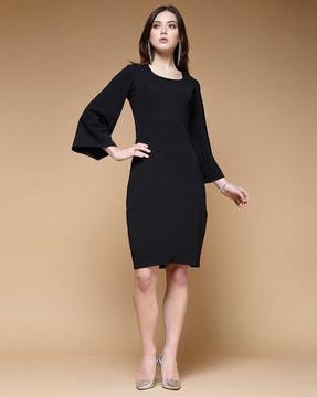 women round-neck bodycon dress