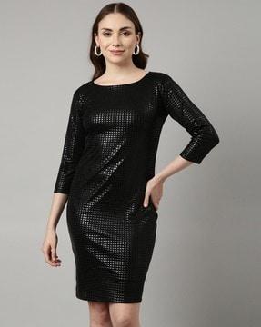 women round-neck bodycon dress