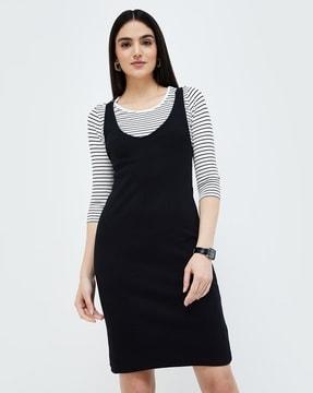 women round-neck bodycon dress