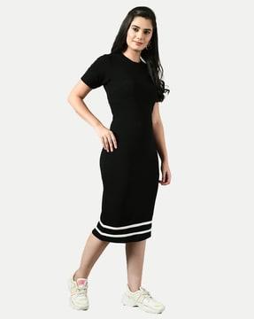 women round-neck bodycon dress