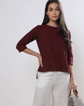 women round-neck cotton top