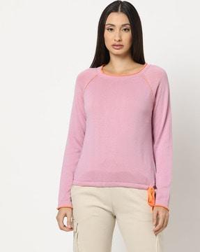 women round-neck fitted pullover