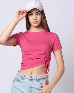 women round-neck fitted top