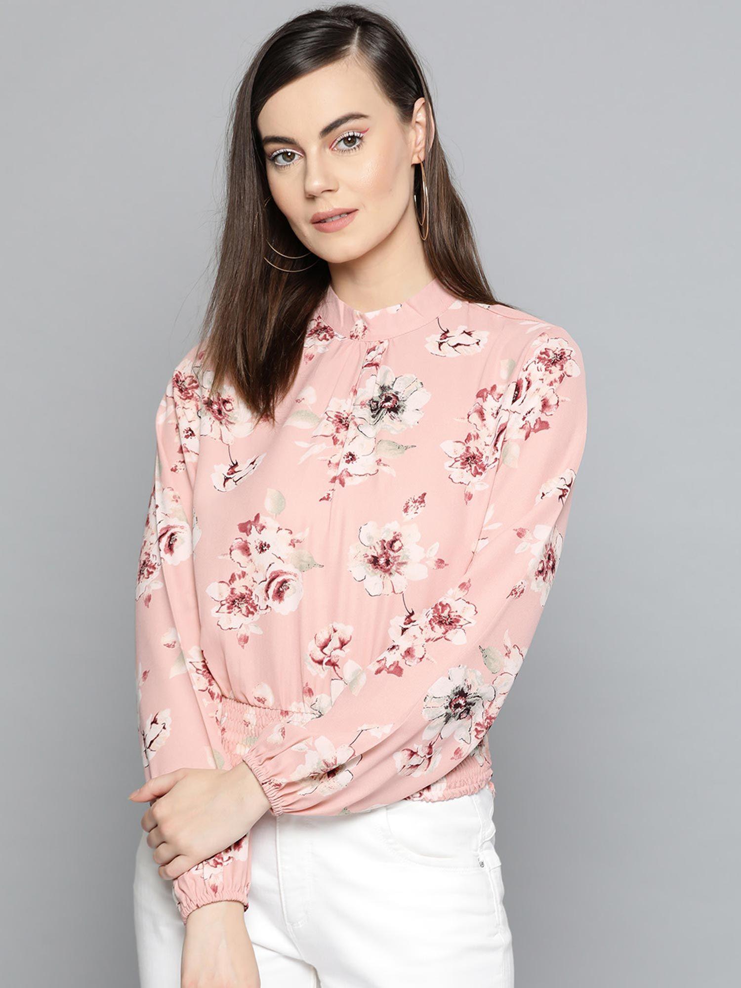 women round neck full sleeve floral top