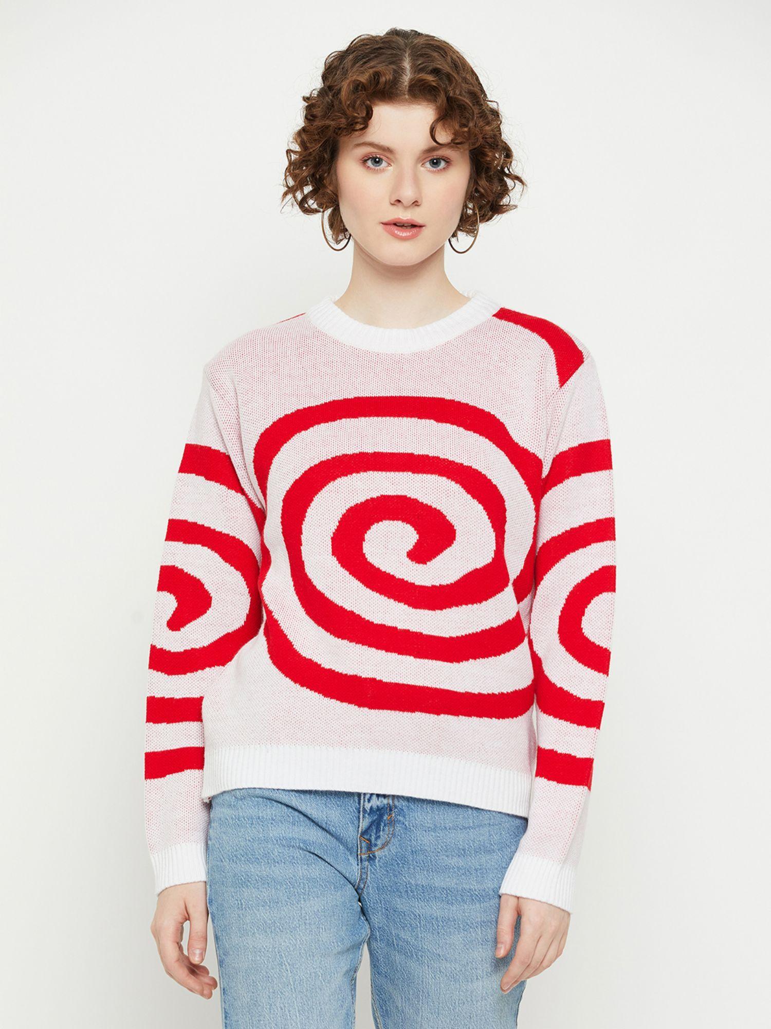 women round neck full sleeves quirky sweater
