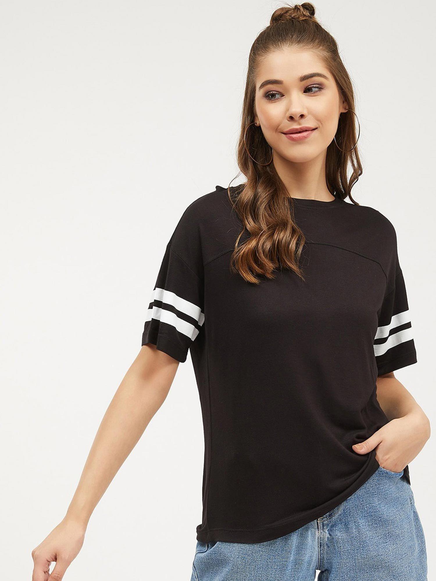 women round neck half sleeves solid t-shirt