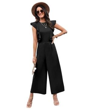 women round-neck jumpsuit with short sleeves