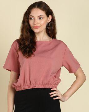 women round-neck loose fit top