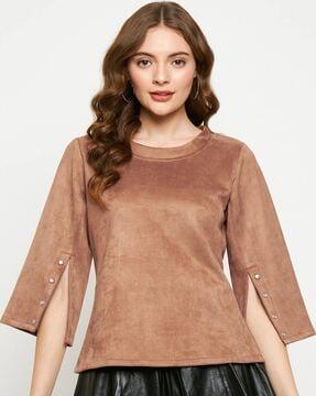 women round-neck regular fit top