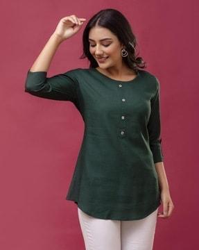 women round-neck regular fit tunic