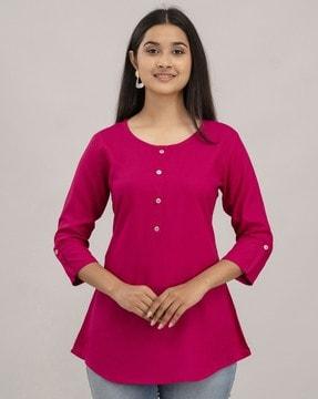 women round-neck regular fit tunic