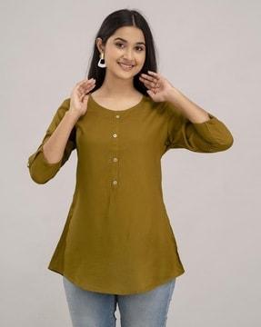 women round-neck regular fit tunic