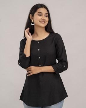 women round-neck regular fit tunic