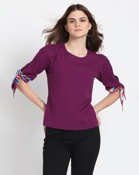 women round-neck relaxed fit top