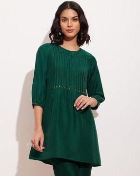 women round-neck relaxed fit tunic