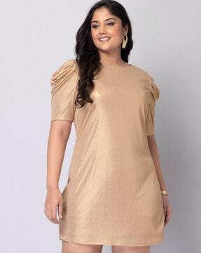 women round-neck shift dress