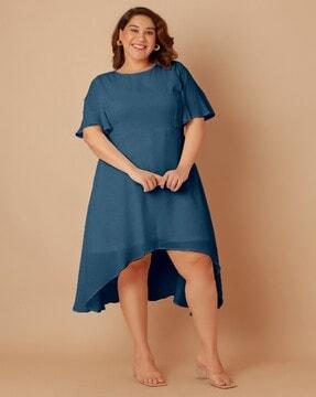 women round-neck shift dress