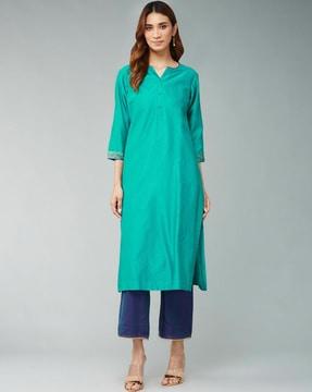 women round-neck straight kurta