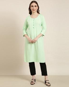 women round-neck straight kurta