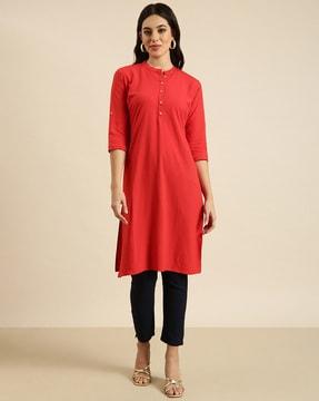 women round-neck straight kurta