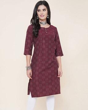 women round-neck straight kurta