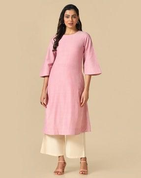 women round-neck straight kurta