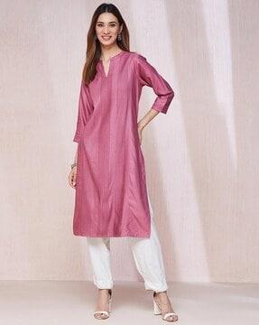 women round-neck straight kurta