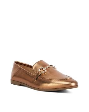 women round-toe bit loafers