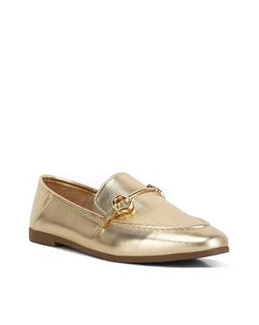 women round-toe bit loafers