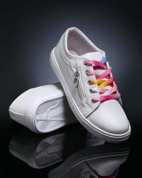 women round-toe casual shoes with lace fastening