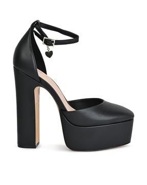 women round-toe chunky heeled shoes