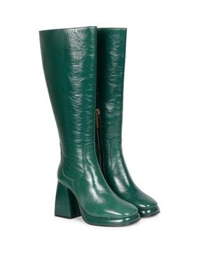 women round-toe knee-length boots