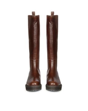 women round-toe knee-length boots