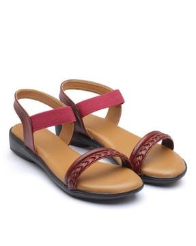 women round-toe slip-on flat sandals