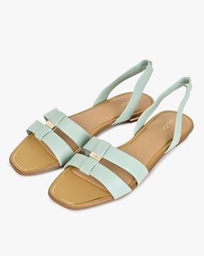 women round-toe slip-on flat sandals