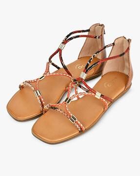 women round-toe slip-on flat sandals