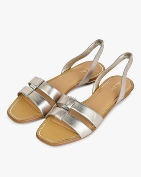 women round-toe slip-on flat sandals