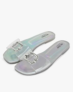 women round-toe slip-on flat sandals